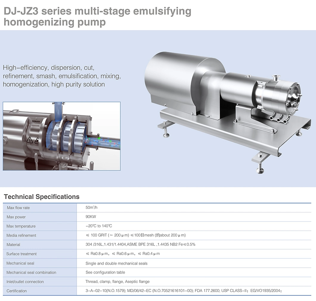 Donjoy Emulsified Homogeneous Mixing Pump for Dairy